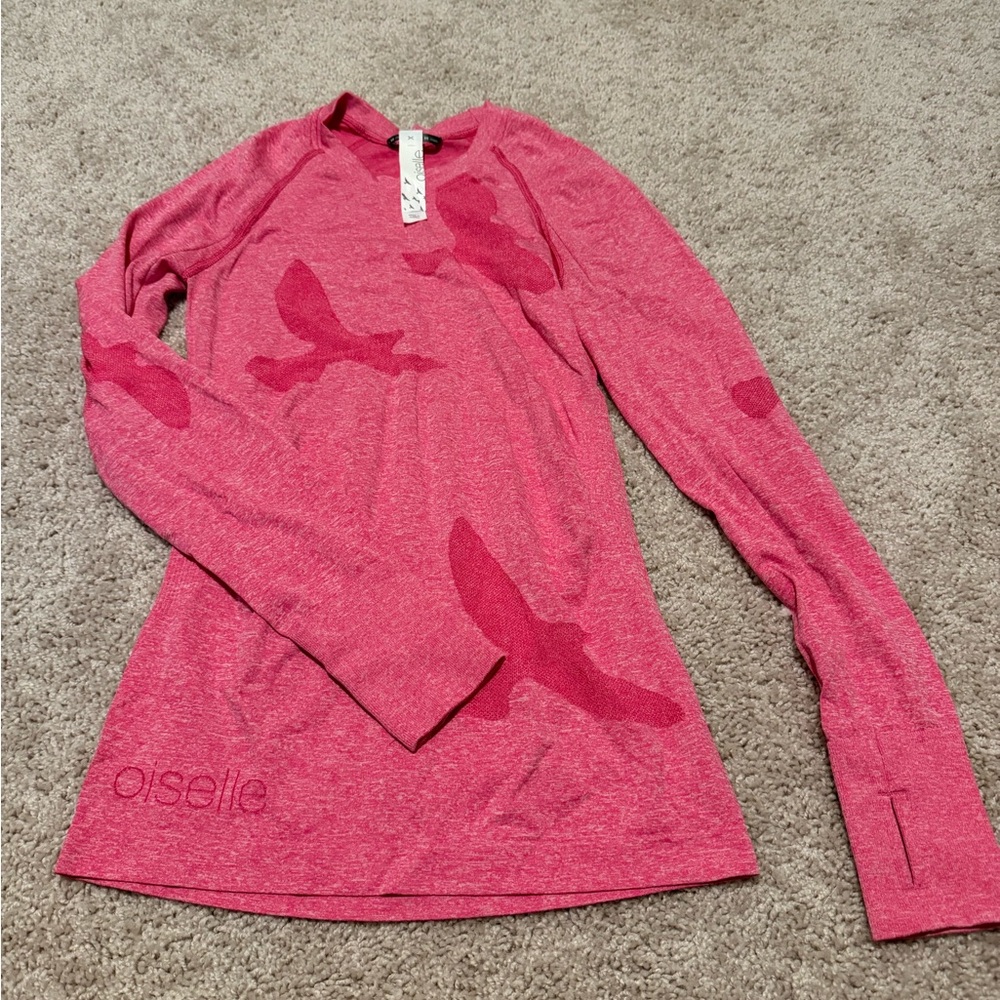 Oiselle Flyte Long Sleeve Running Top - Hot Pink - Size XS